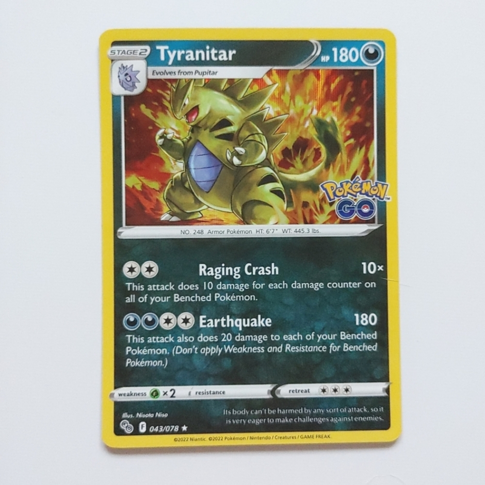 Pokemon Tyranitar holo card 43/78 - Pokemon go